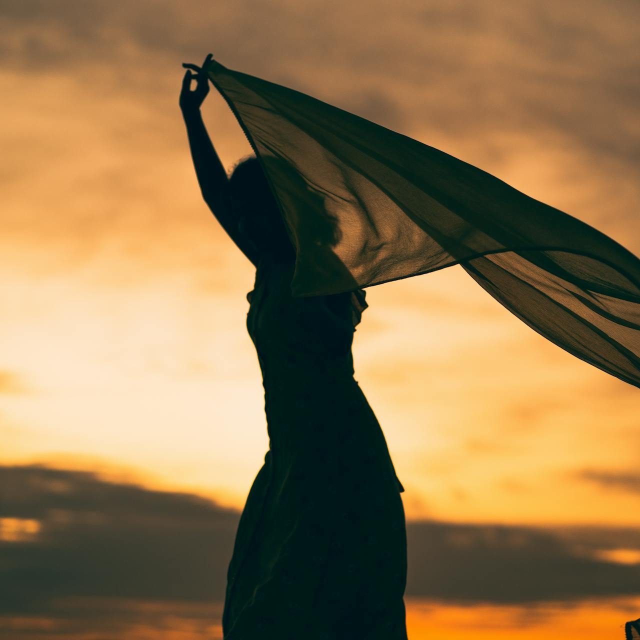 woman with silk